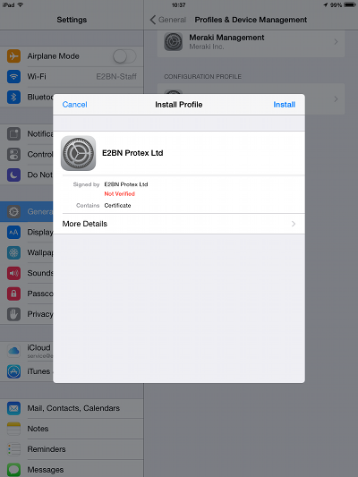 iOS cert install