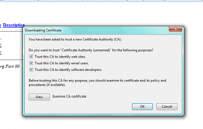 FireFox certificate install