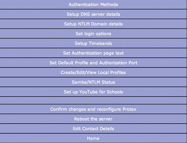 Server Configuration Menu